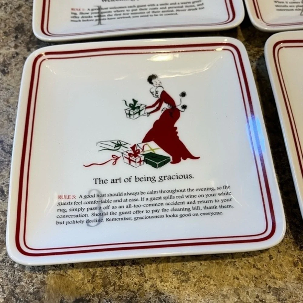 Williams Sonoma Party Etiquette Appetizer Plates Set of 4 NIB